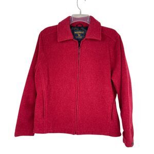 Woolrich Ruby Red Heather Wool Zip Up Jacket Coat 3 Pockets Lined Women’s S